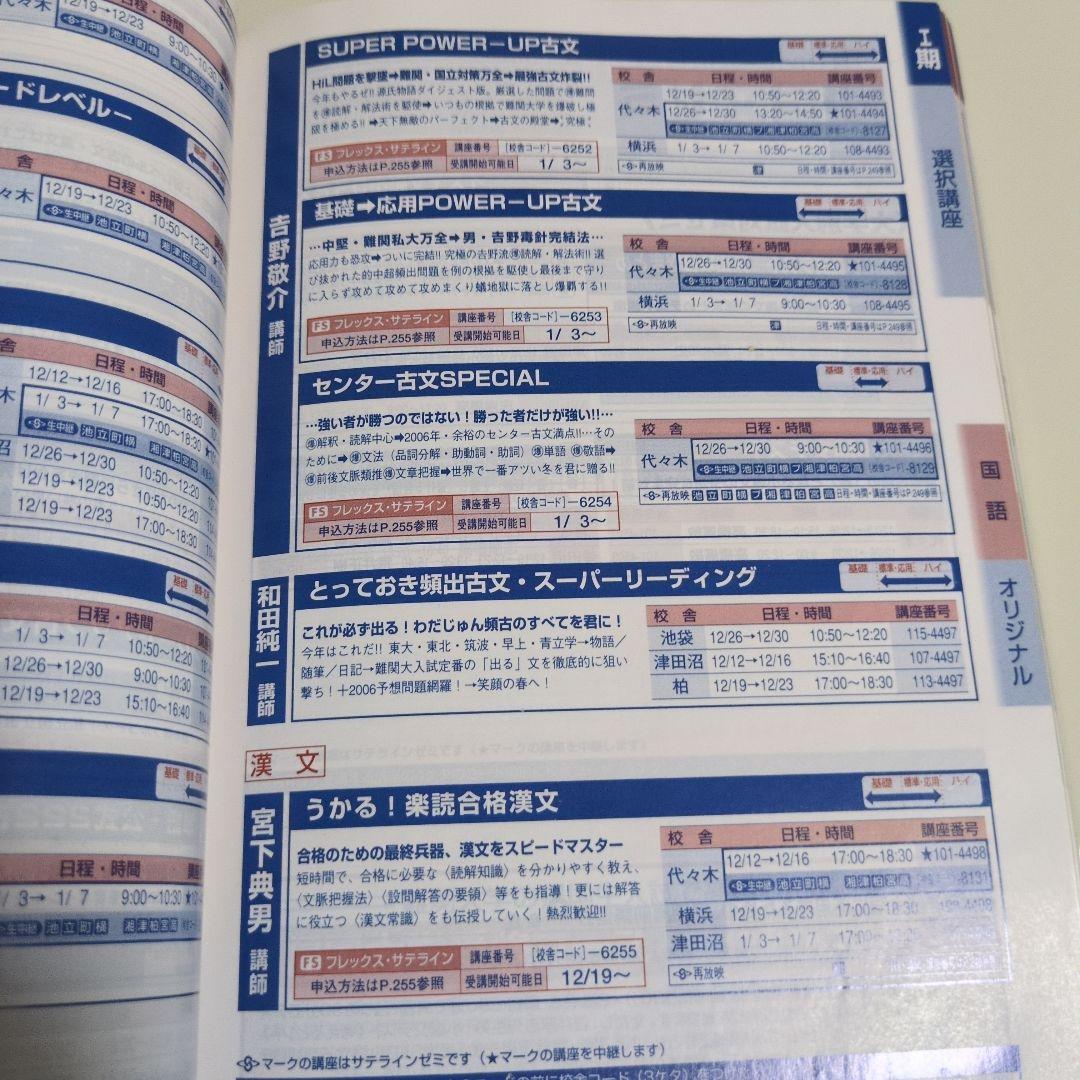 代々木ゼミナール代ゼミ冬期直前講習会パンフレット富田一彦仲本浩喜吉野敬介送料込み