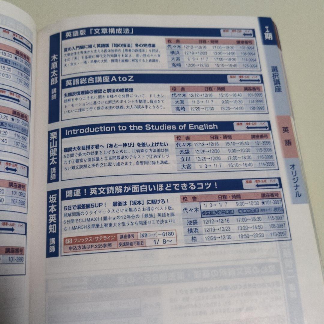 代々木ゼミナール代ゼミ冬期直前講習会パンフレット富田一彦仲本浩喜吉野敬介送料込み