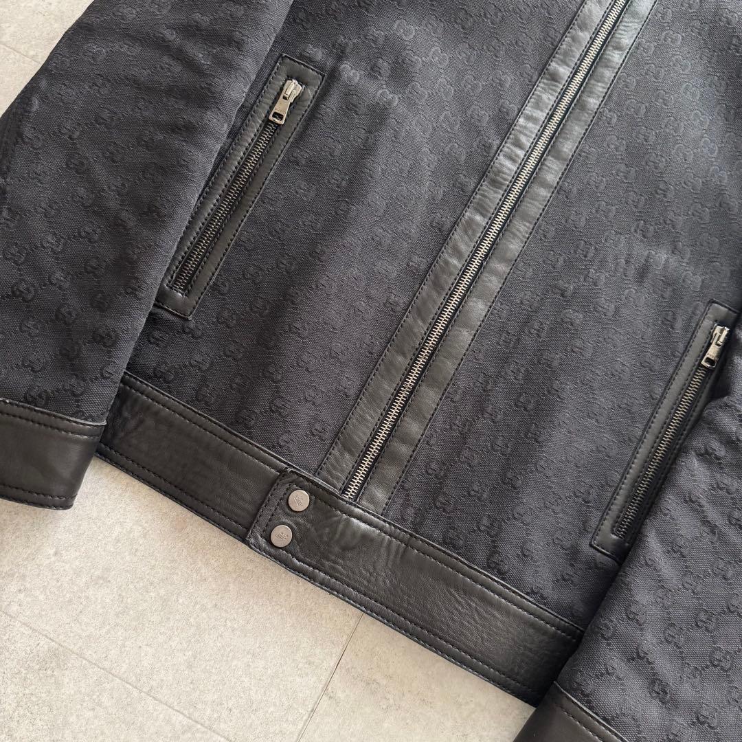 グッチ　トムフォード期　ライダース　レザージャケット　GGスプリーム　総柄　46