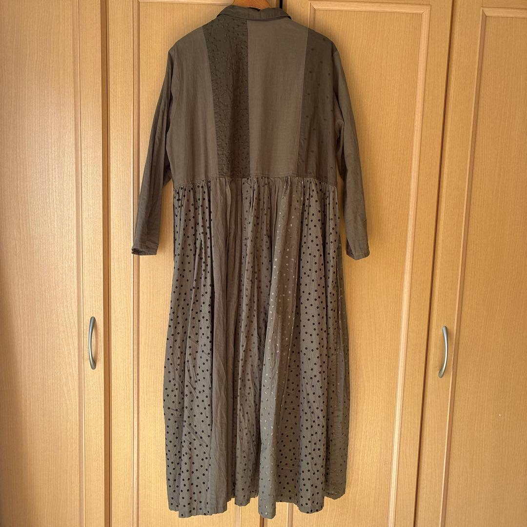 [太郎]pas de calais オリーブ色 シャツワンピース