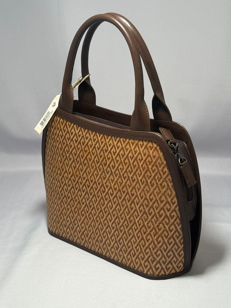 [新品] 千切屋　和装バッグ　手提げバッグ　茶色　洒落着　カジュアル　小紋　紬