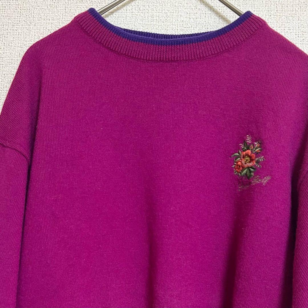 90s KENZO GOLF ケンゾーゴルフ ロゴ刺繍 ウールニット 日本製 1