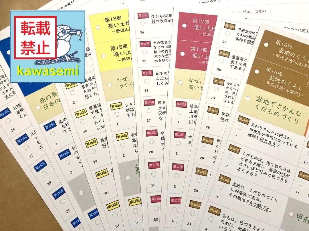 NEW【中学受験】予習シリーズ社会 4年上 (全単元) 地理 暗記カードa