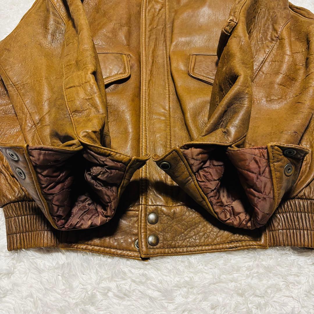90s G-1 フライト ロードアンソニー レザー ジャケット 襟ボア 短丈 L