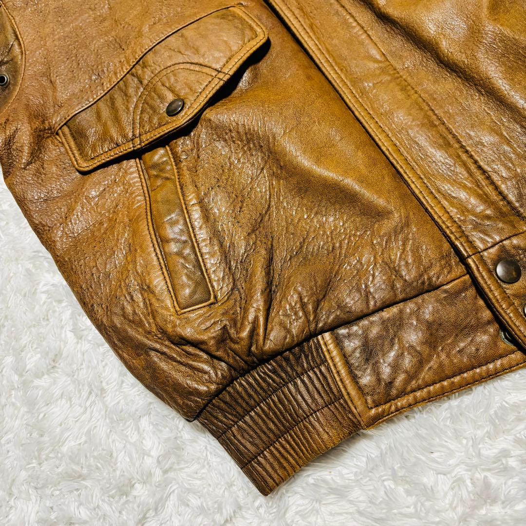 90s G-1 フライト ロードアンソニー レザー ジャケット 襟ボア 短丈 L