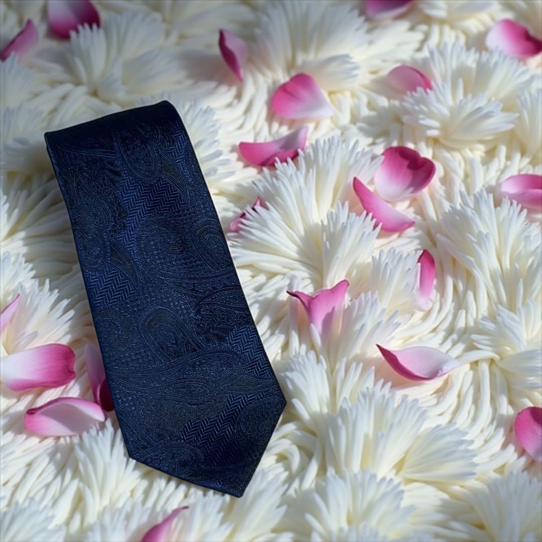 【ちゃん様】Paul Smith ポールスミス ネクタイ ペイズリー ネイビー