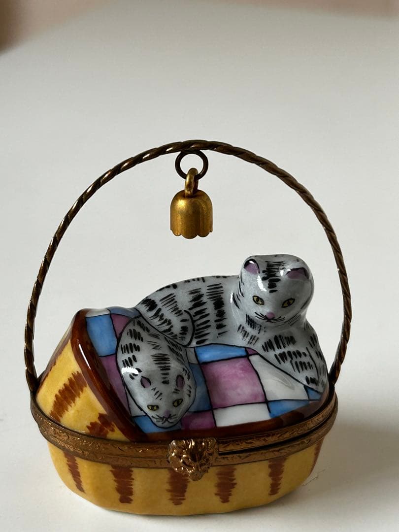 リモージュ・ボックスBOXバスケットキャット猫シリーズ③Limoges