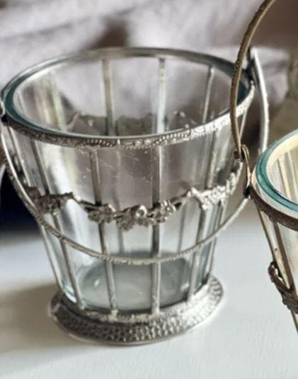 小物入れ バスケット 真鍮 ガラス シルバー アンティーク 87151GB-SV