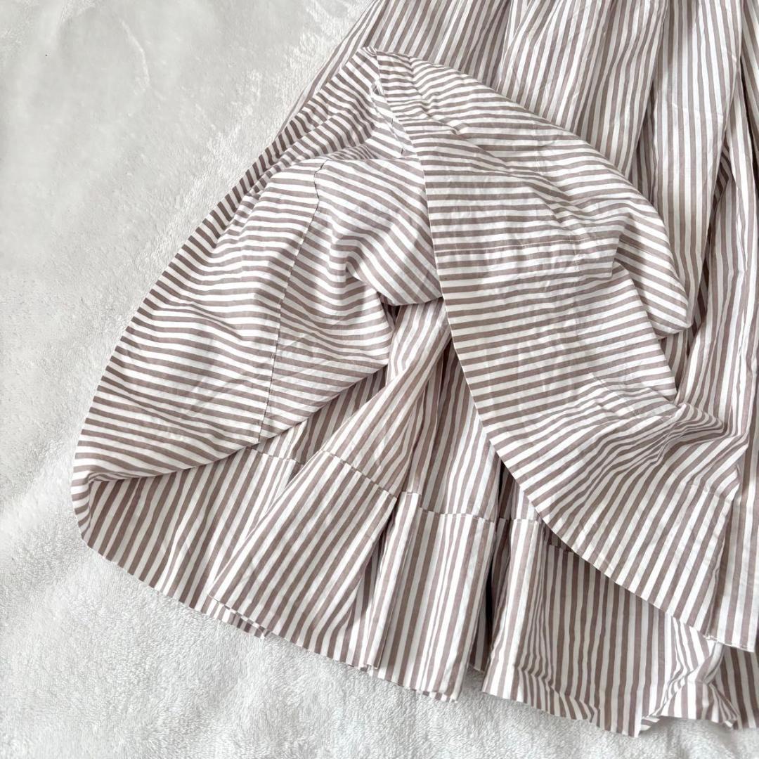 カレンソロジー　ストライプタックスカートワンピース　洗える　半袖　ロング　綿