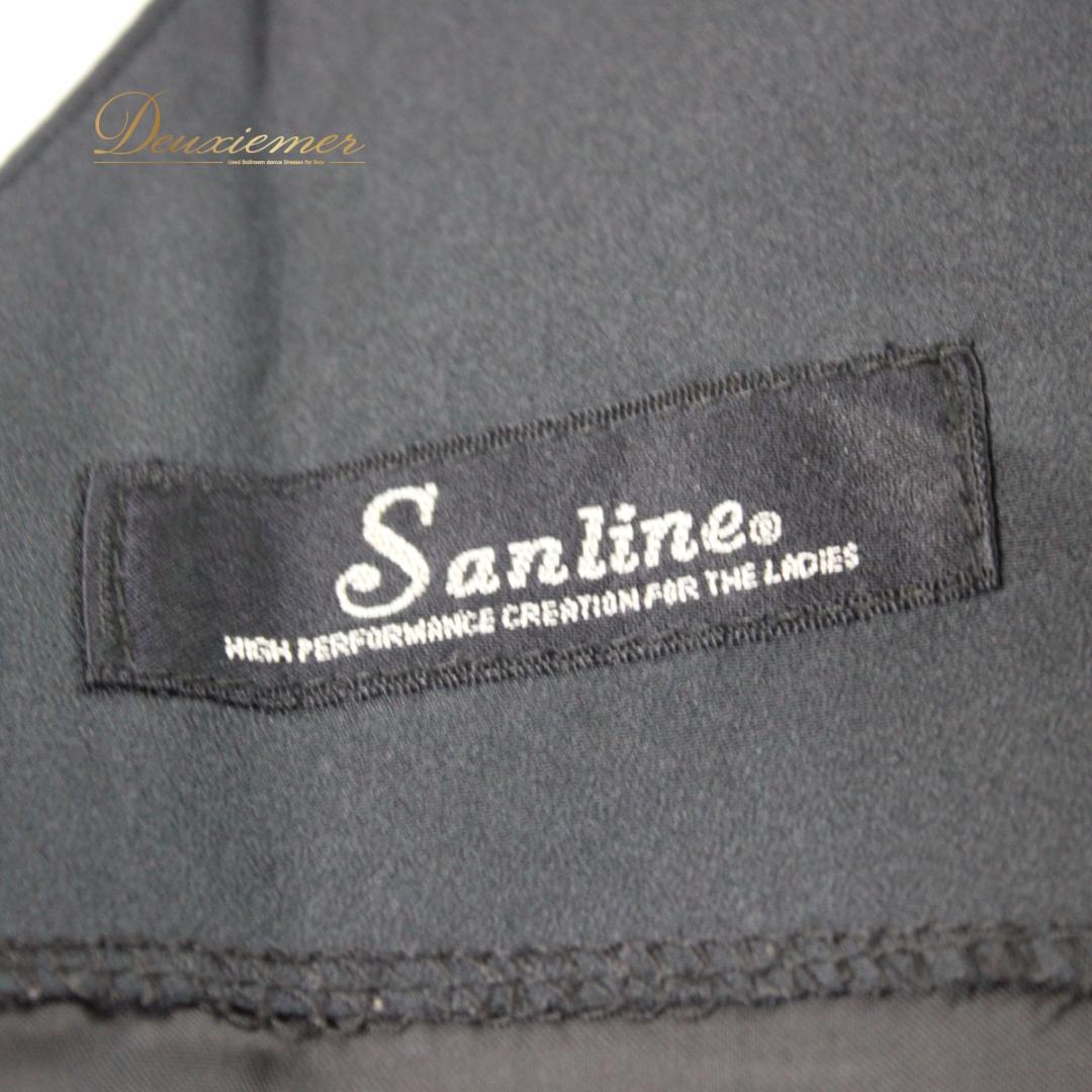 【美品 日本製社交ダンス衣装】ワンピース ドレス Sanline 黒 緑