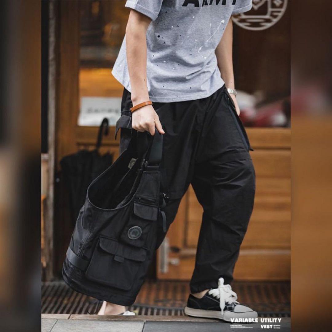 2way タクティカルベスト　バッグ マルチポケット　軽量作業着　釣り　撮影　黒