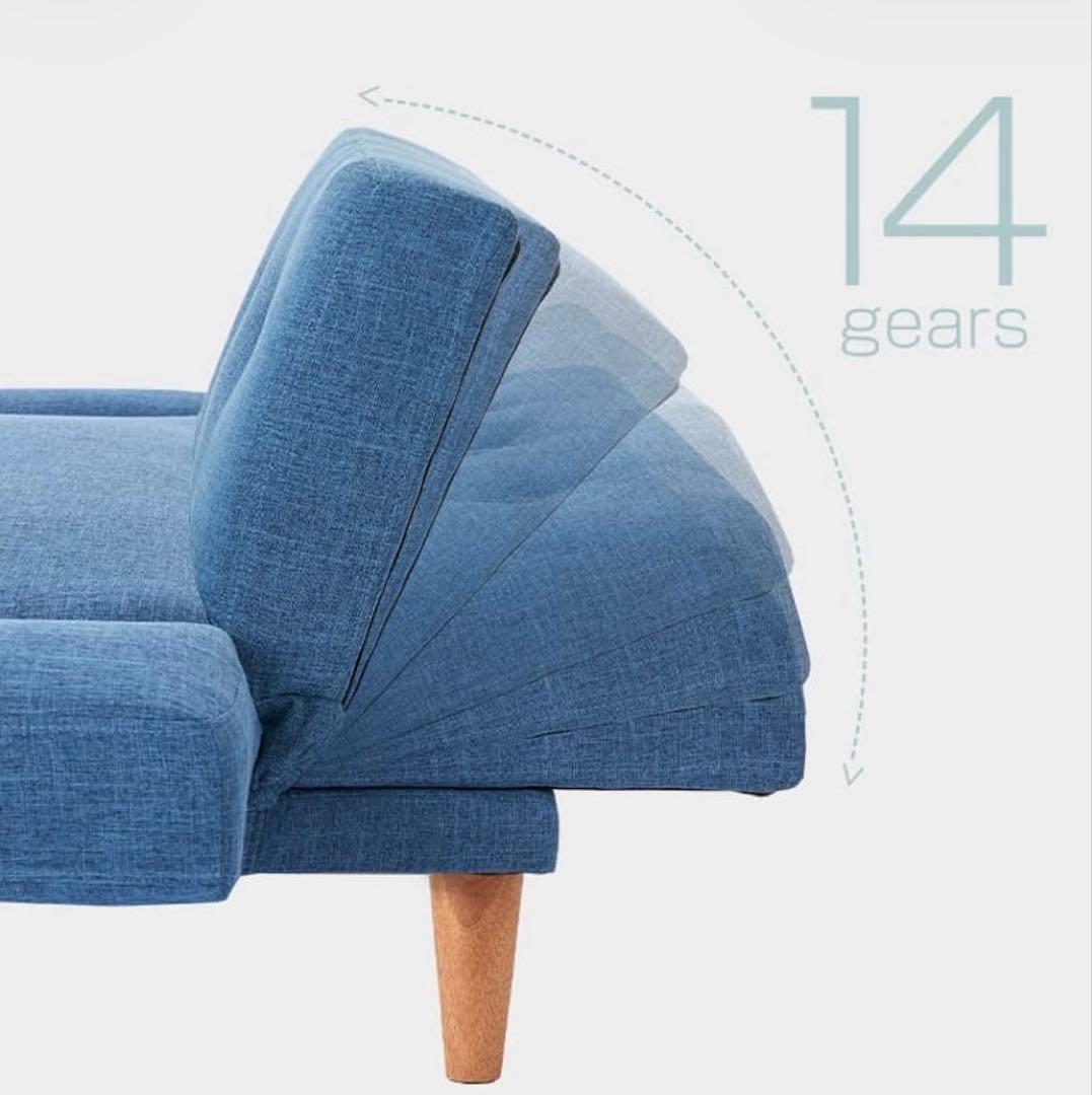 【美品】LOWYA ソファベッド 天然木脚ファブリック