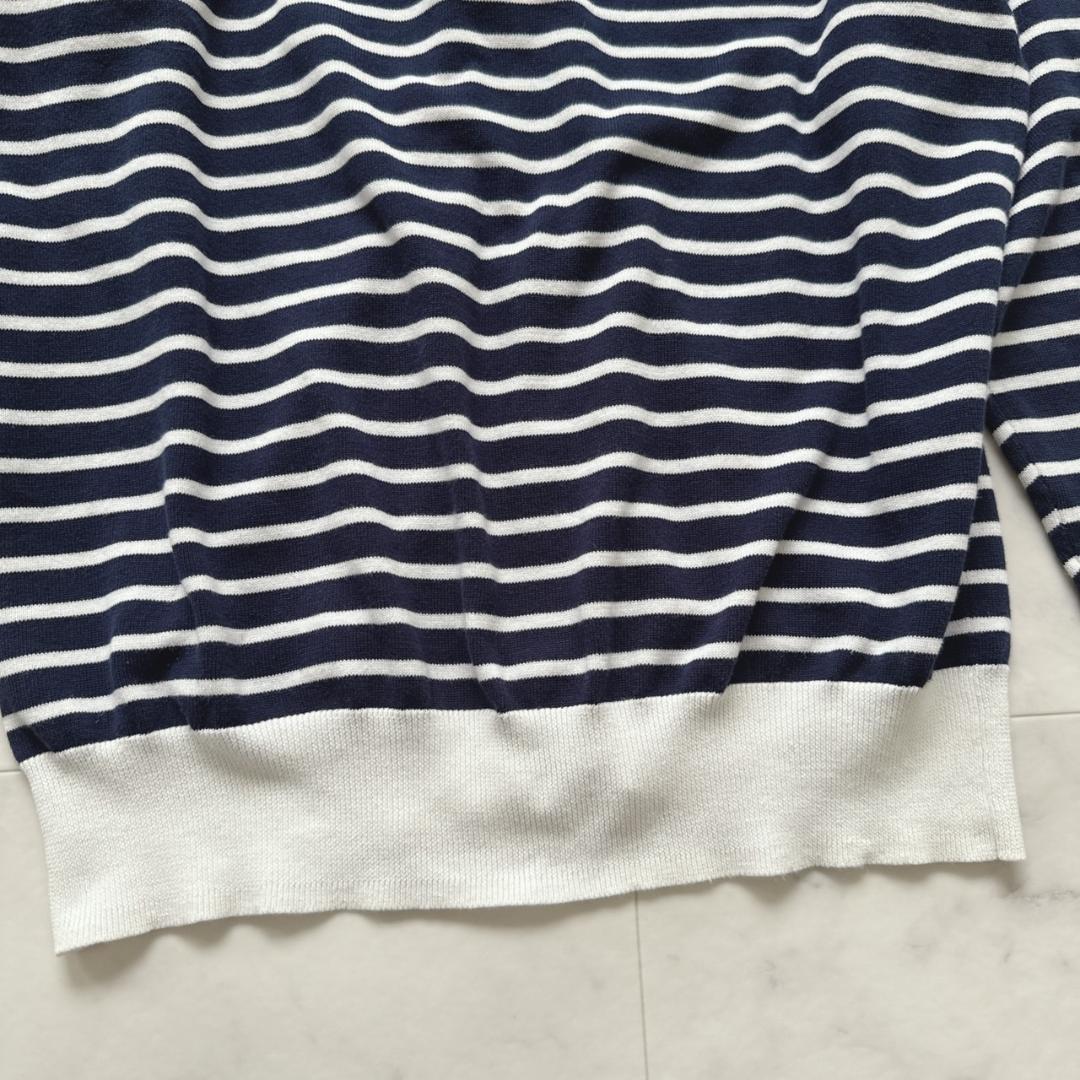 BEAMS GOLF ボーダー カーディガン 紺 M