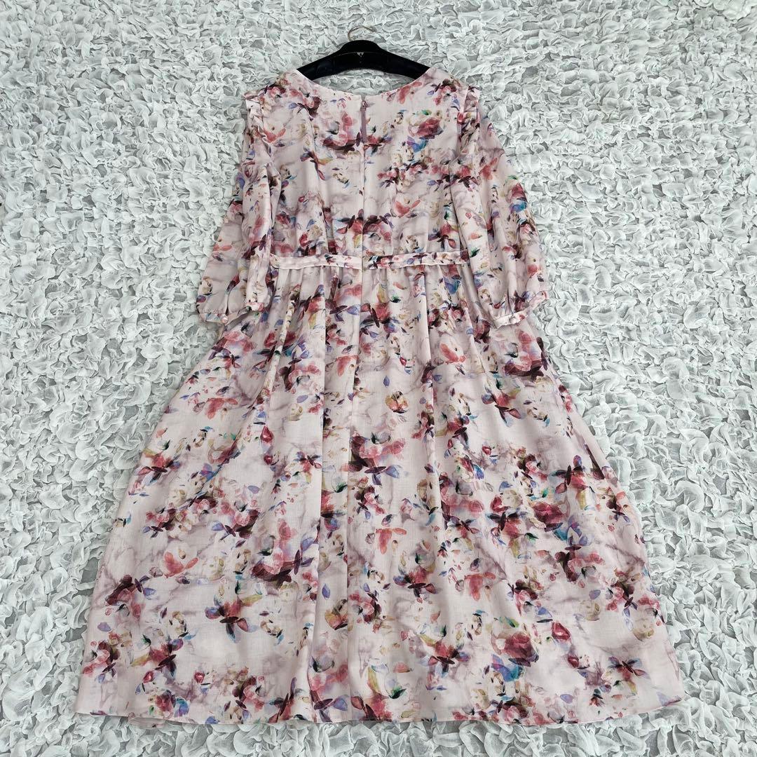 マーリエパーエフデ　マグノリアプリントワンピース　13号大きいサイズ　美品