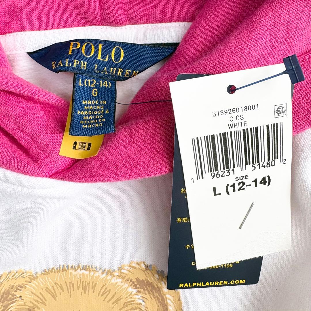 新品【ラルフローレン】パーカー　ポロベア　裏起毛　現行　QRタグ　白　Y2K