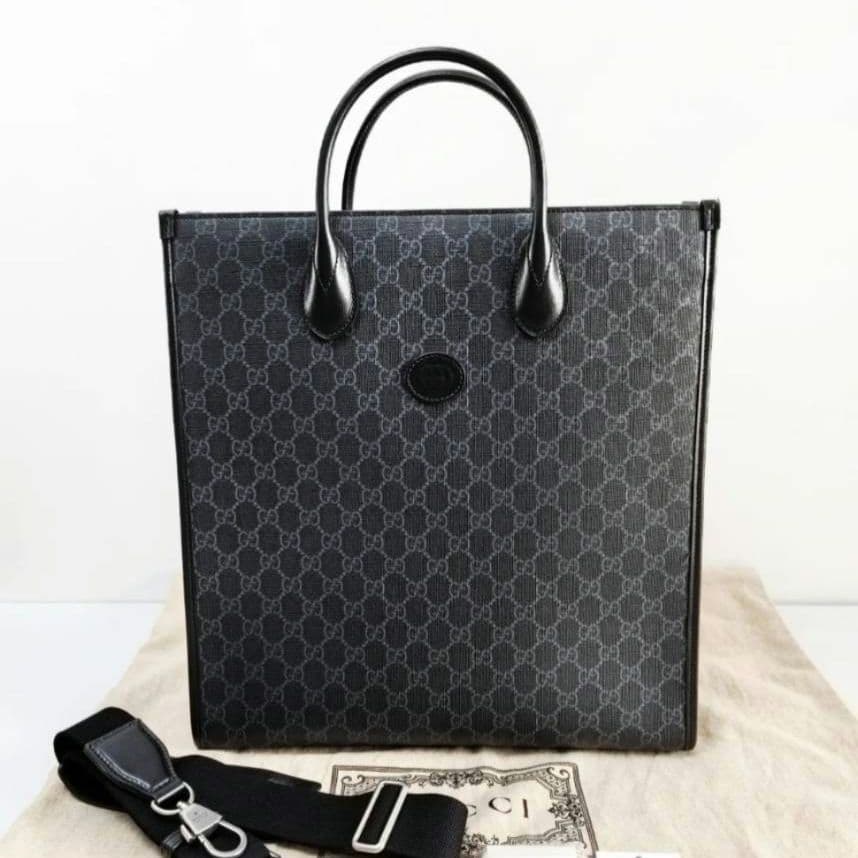 GUCCI ブラック インターロッキングG トートバッグ 2way