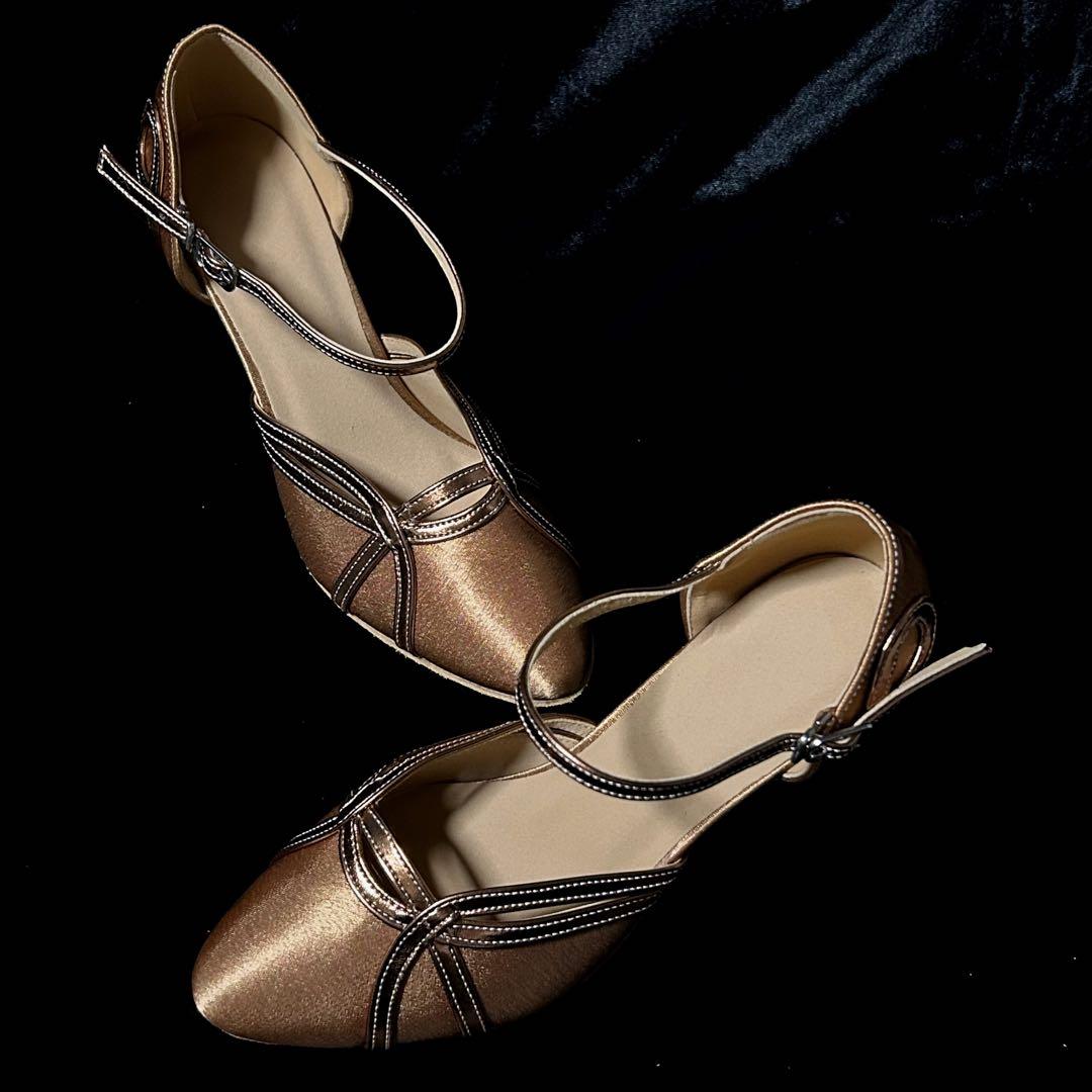 社交ダンス★レディース兼用シューズ★ブラウン★23cm★新品未使用品
