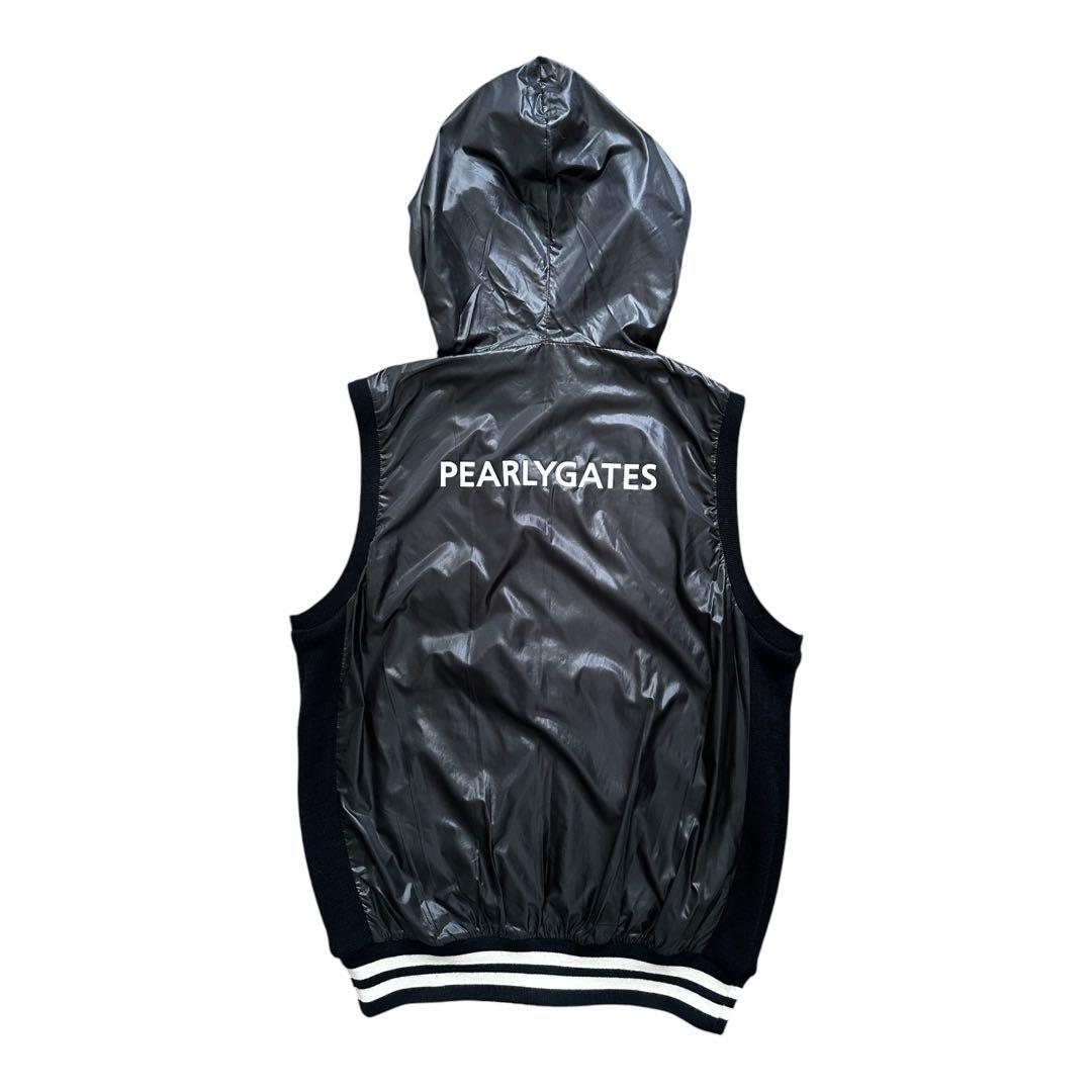パーリーゲイツ リバーシブル ベスト フード付き サイズ2 ボーダー 黒