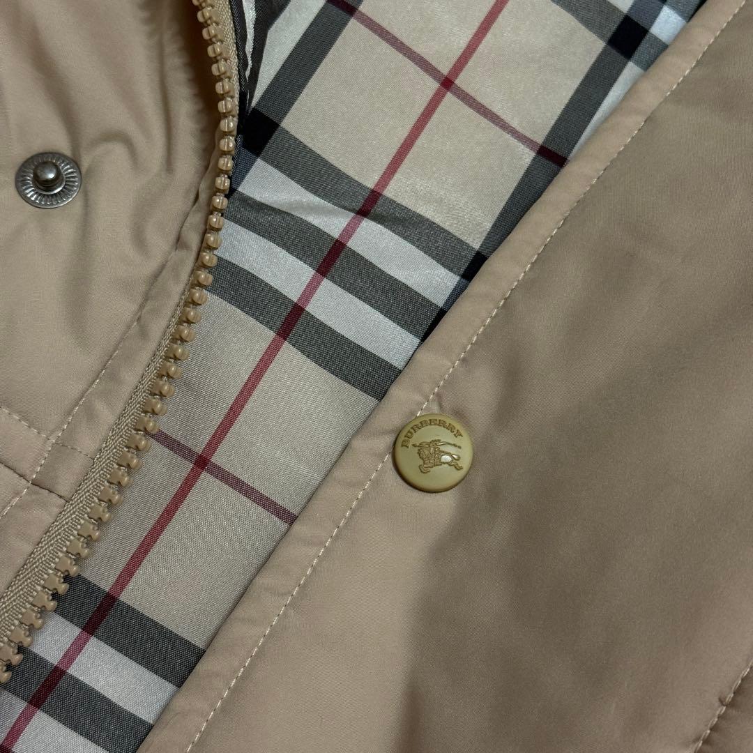 美品　バーバリーロンドン　中綿フーデッドコート　L チェック　ベージュ