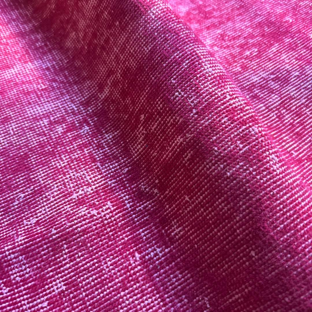 貴重106×205ビビッドピンクオーバーダイ　ワンカラー　トルコヴィンテージラグ