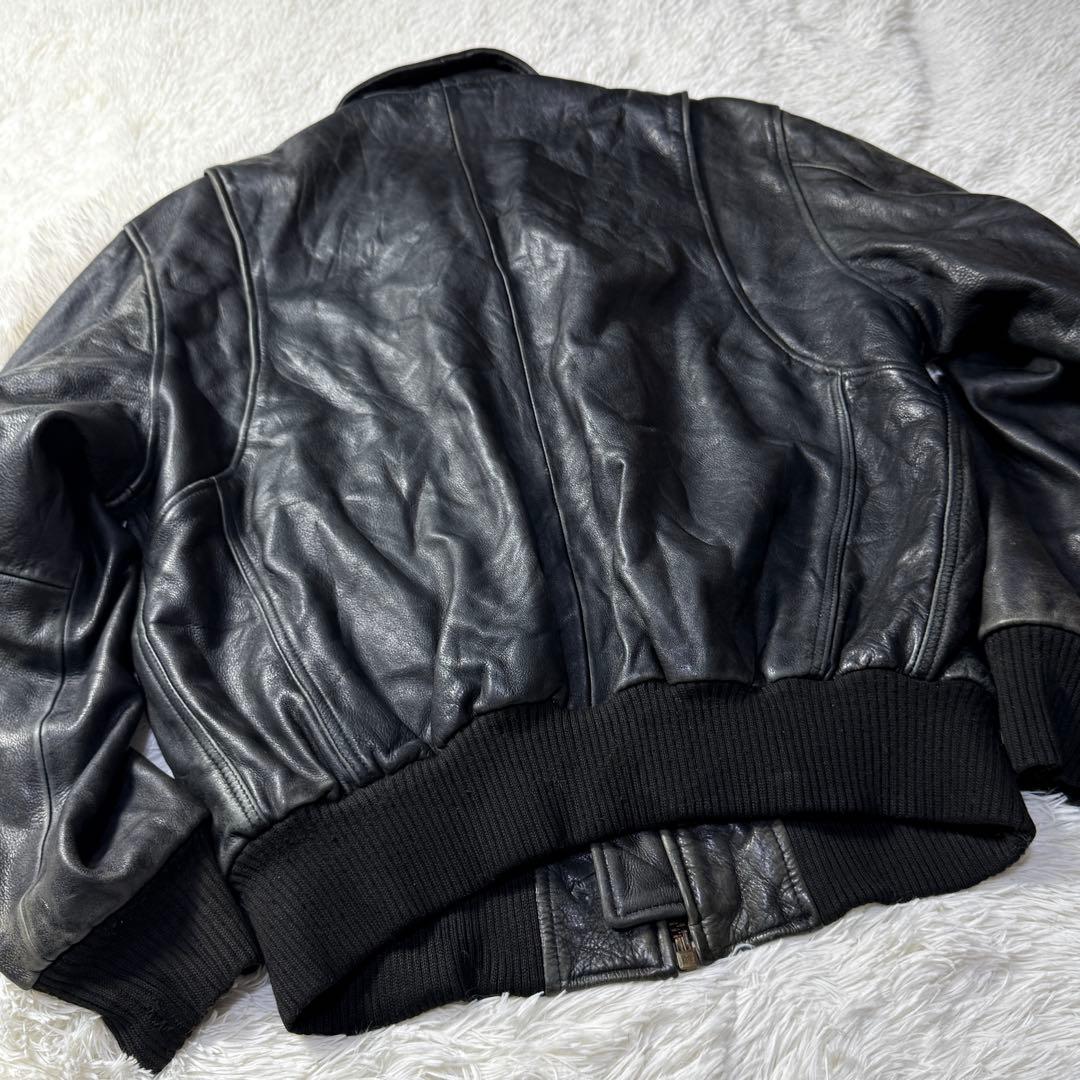 【90s】Vintage A-2 ブラックレザー フライトジャケット XL