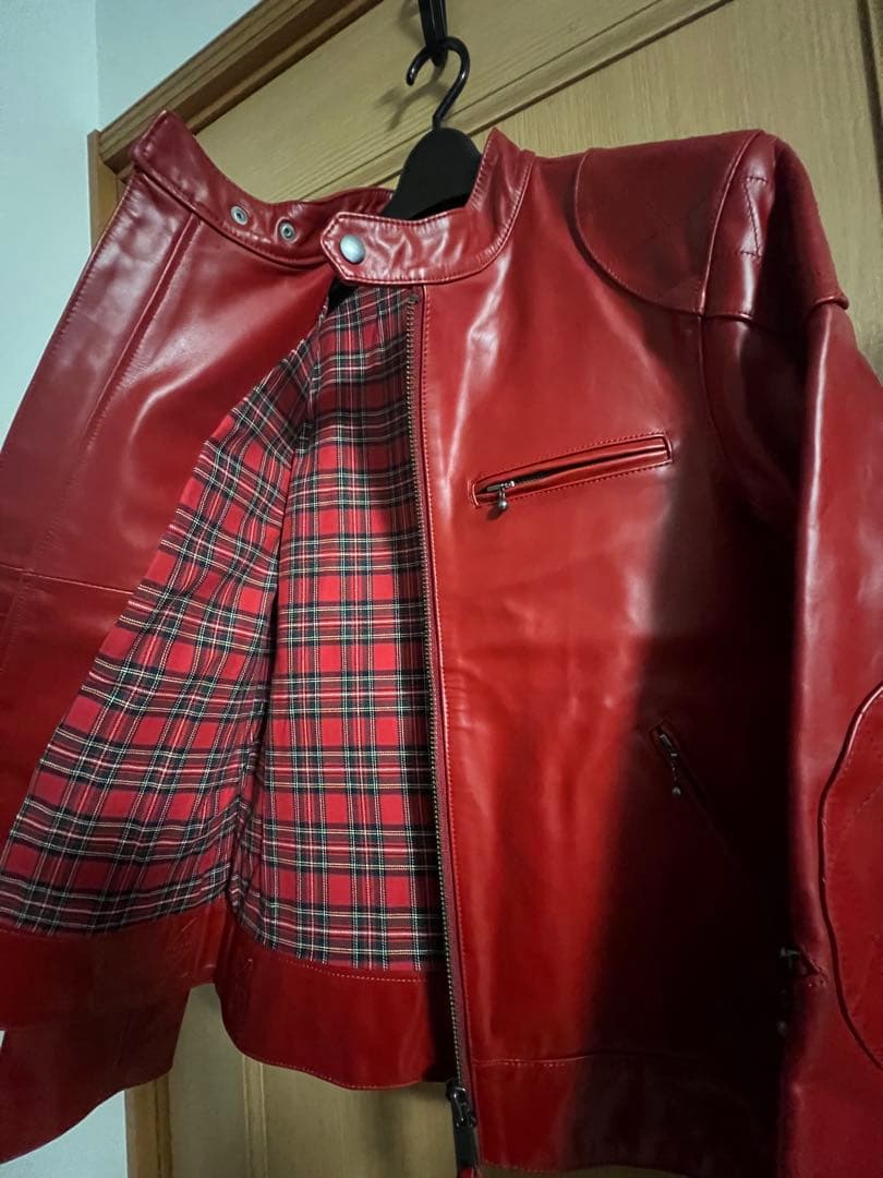 「Haruf」本革 シングル 赤レザージャケット