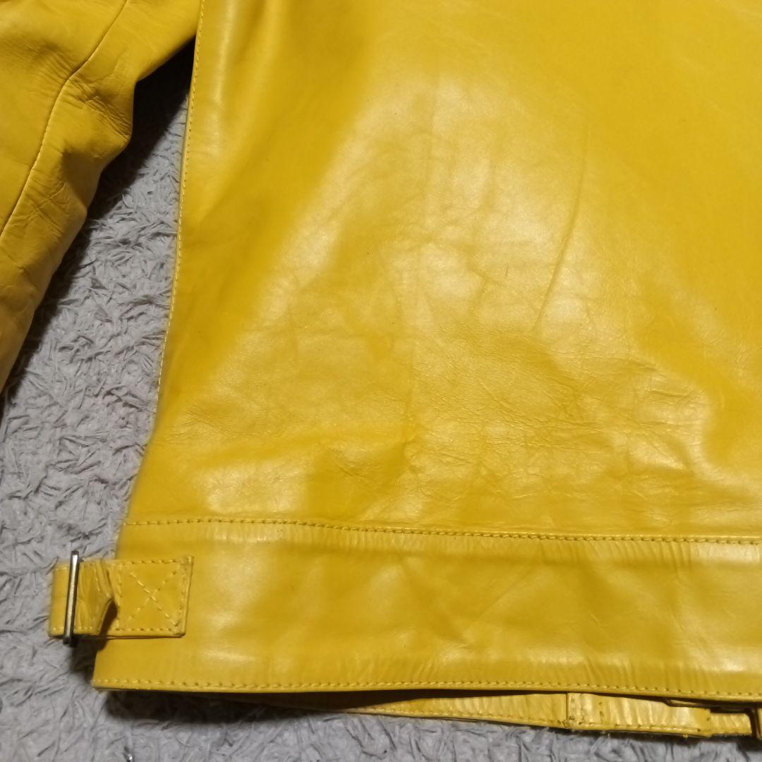 Liugoo Leathers イエロー レザー ライダースジャケット ライナー