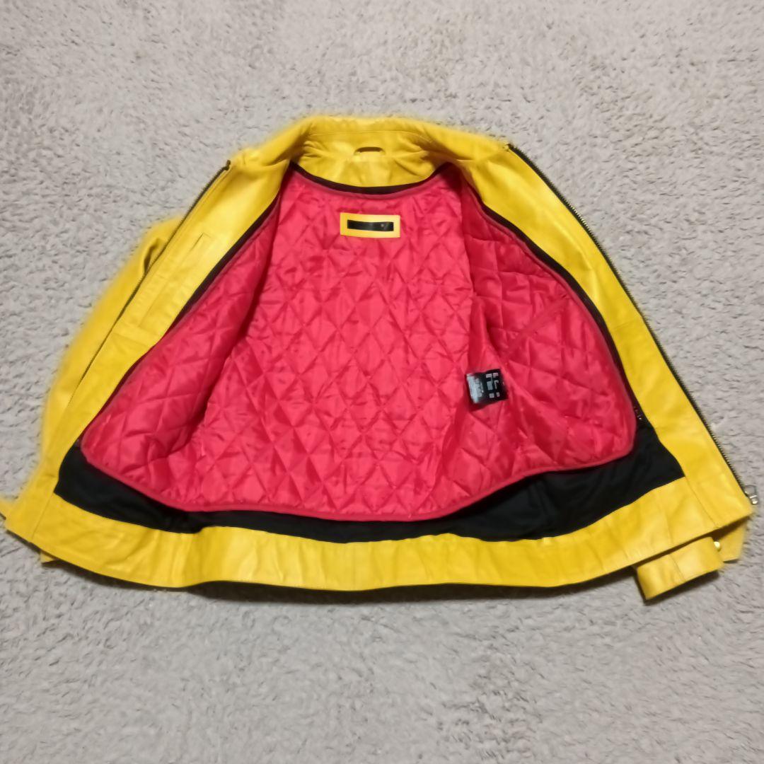 Liugoo Leathers イエロー レザー ライダースジャケット ライナー