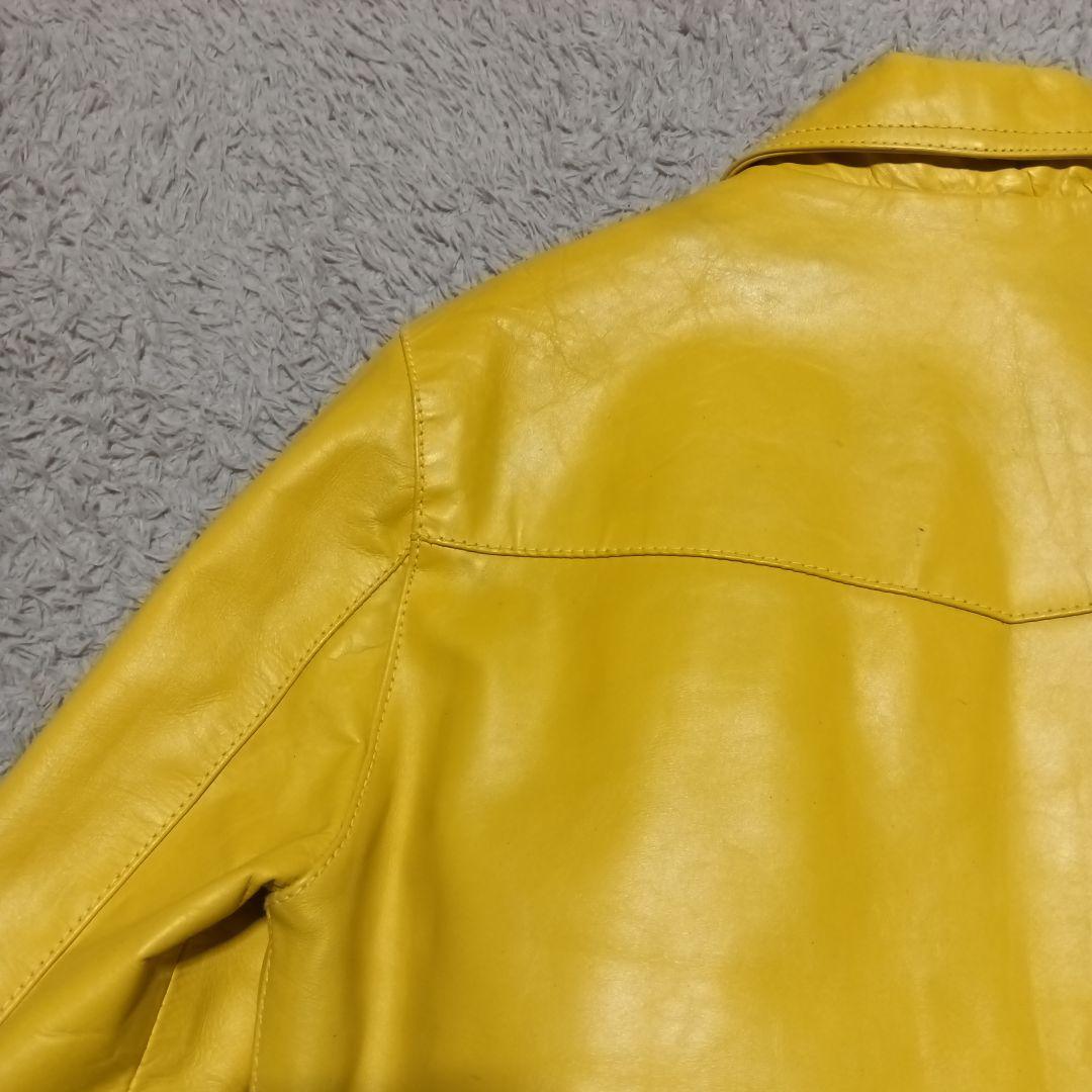 Liugoo Leathers イエロー レザー ライダースジャケット ライナー