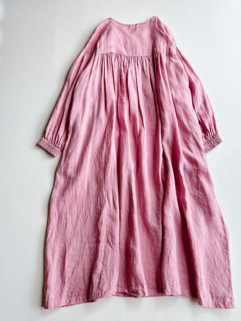 tumugu: ⿻ リネン キャンバス カフタンワンピース ピンク ナチュラル