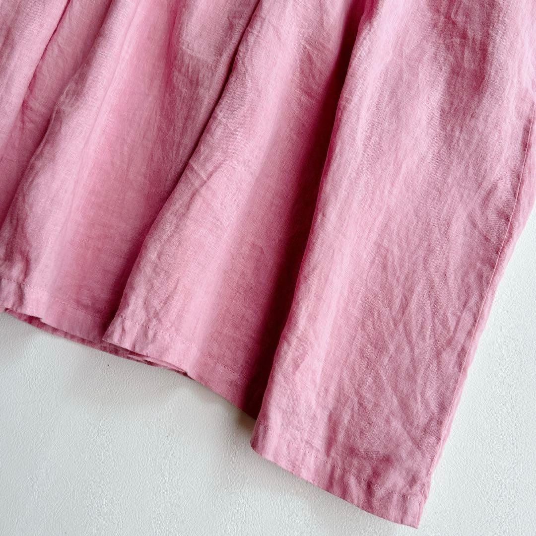 tumugu: ⿻ リネン キャンバス カフタンワンピース ピンク ナチュラル