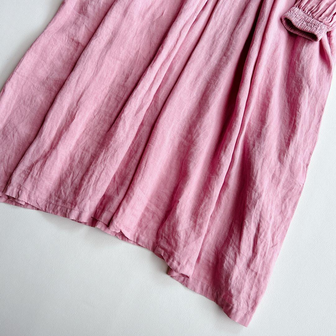 tumugu: ⿻ リネン キャンバス カフタンワンピース ピンク ナチュラル