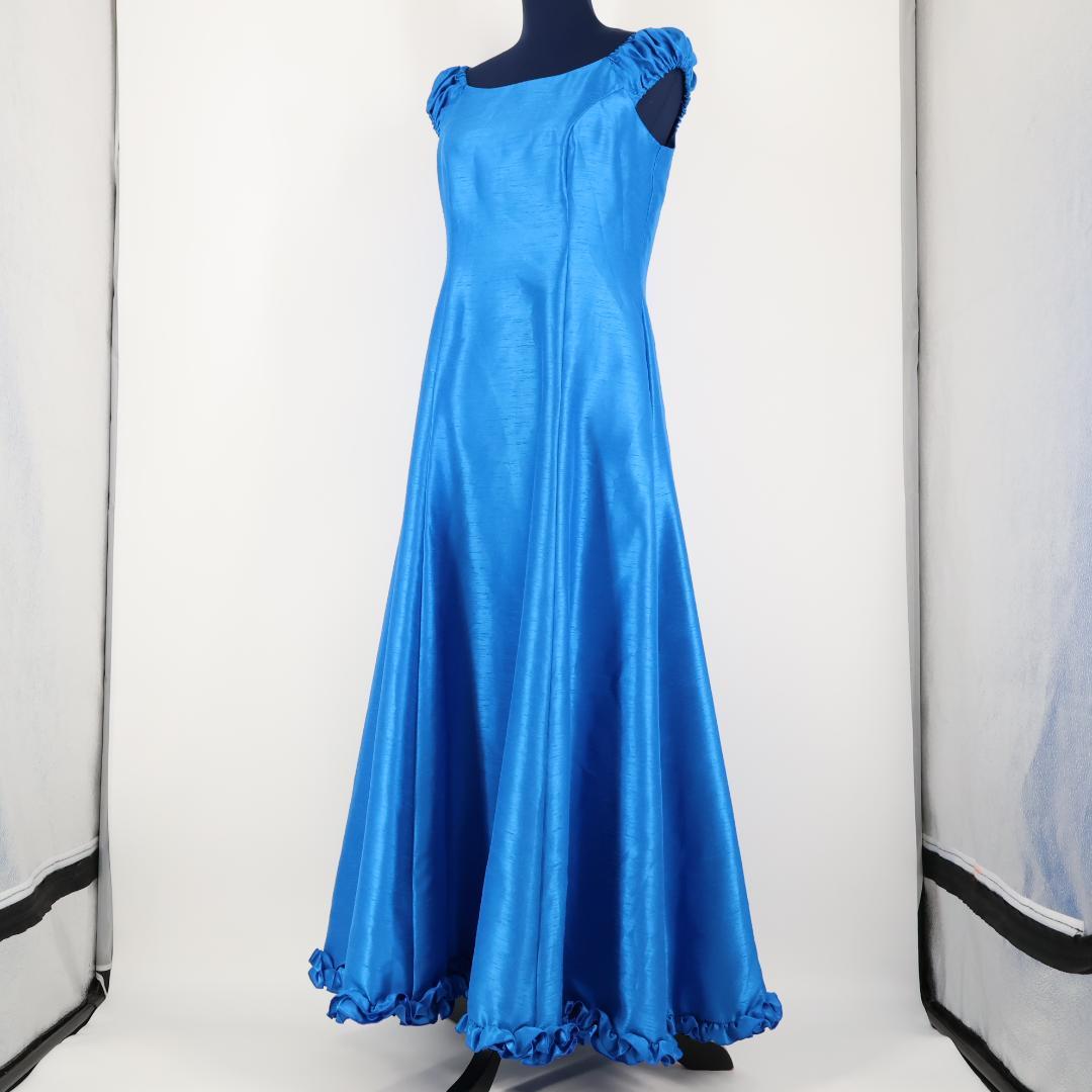 【美品 日本製 フラダンス衣装】ブルー Paondor ワンピース ドレス 青