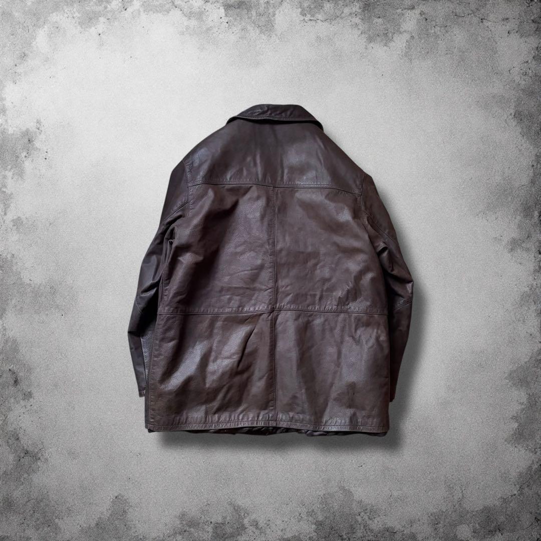 90s イタリア製 レザーカーコート ユーロヴィンテージ 中綿ジャケット 本革