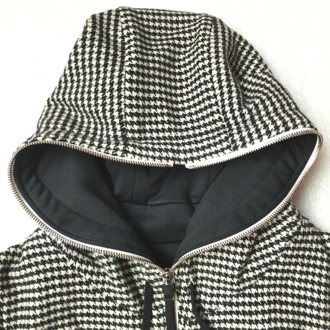 bajra　バジュラ　千鳥格子　ベスト　ジレ　フード付　ダブルジップ　日本製　L