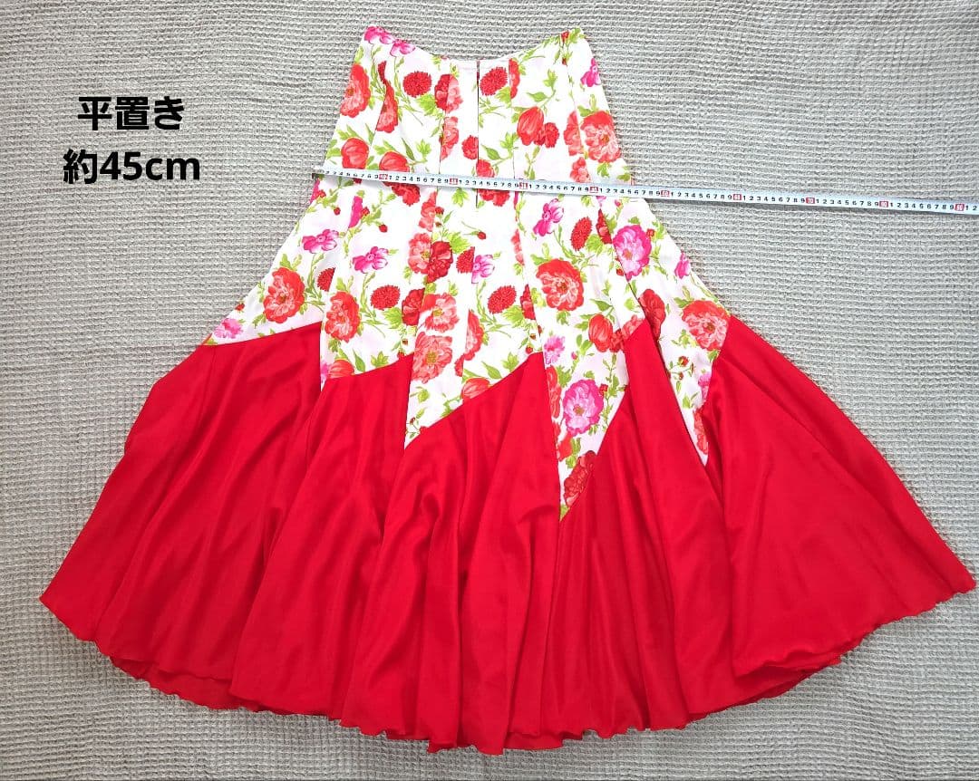 フラメンコファルダ 赤と花柄