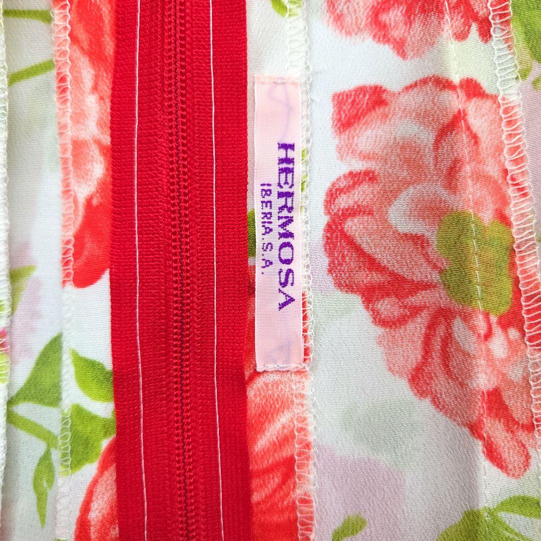 フラメンコファルダ 赤と花柄