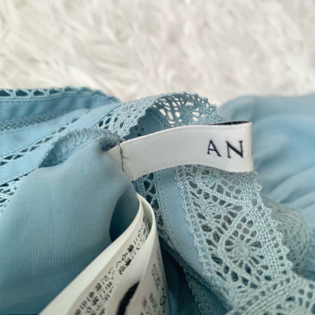 【未使用品】アナイ ロング丈 キュプラローンVネックワンピース ブルー S