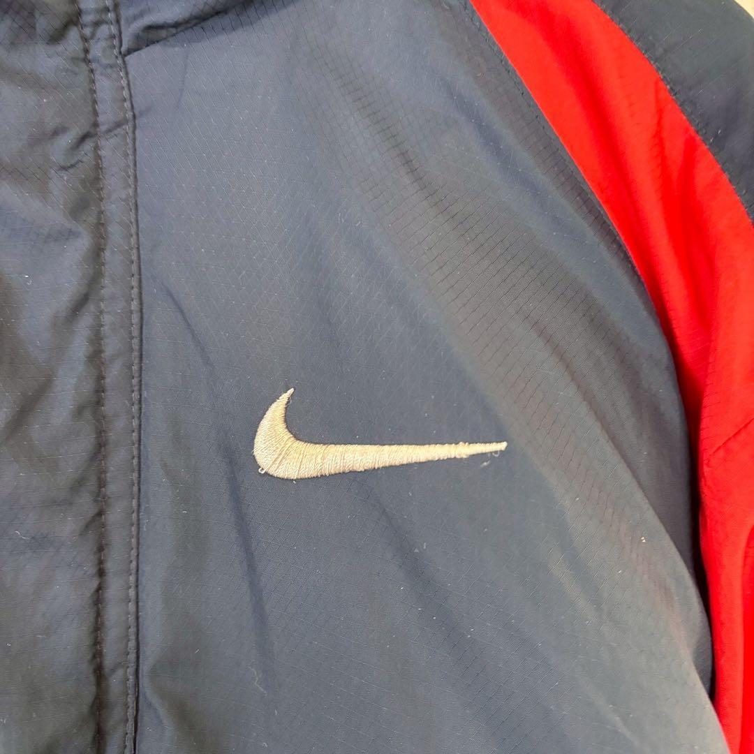 ◆ナイキ【S】ベンチコート フード付きロングアウター 刺繍ロゴ サッカー 冬服