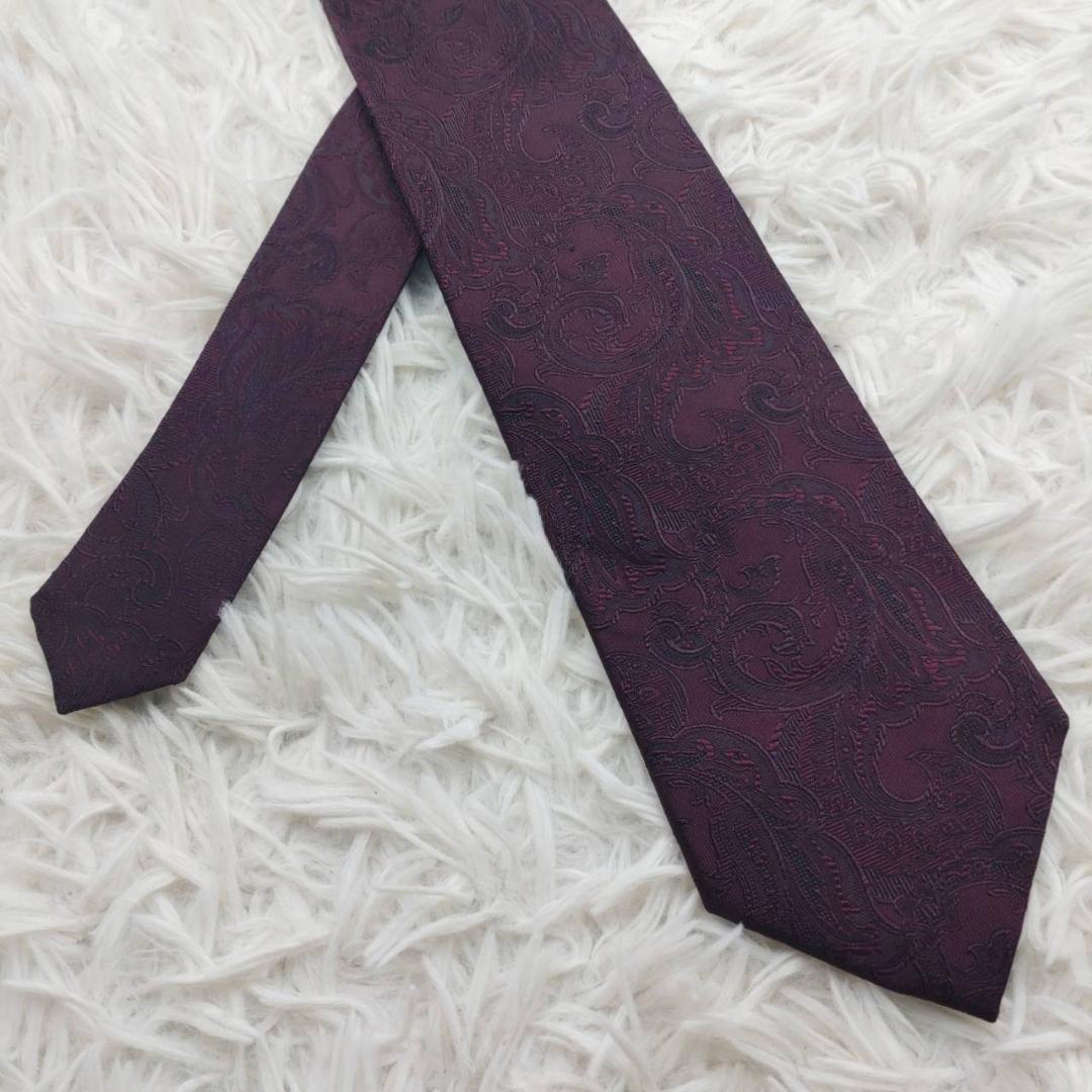 ポロ 高級シルクネクタイ ペイズリー柄 ボルドー