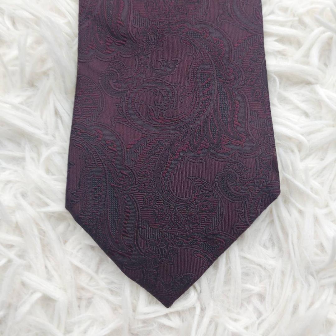 ポロ 高級シルクネクタイ ペイズリー柄 ボルドー