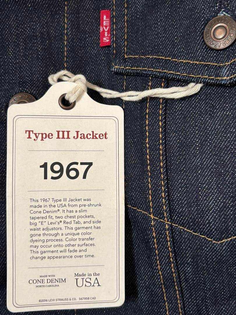 【米国製】LEVI'S 3rd デニムジャケット1967 復刻 Gジャン 40