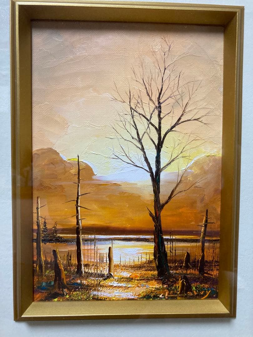 油彩　油絵　風景画　<桜木稔> 直筆サイン　裏書あり　箱あり　ＳＭ号