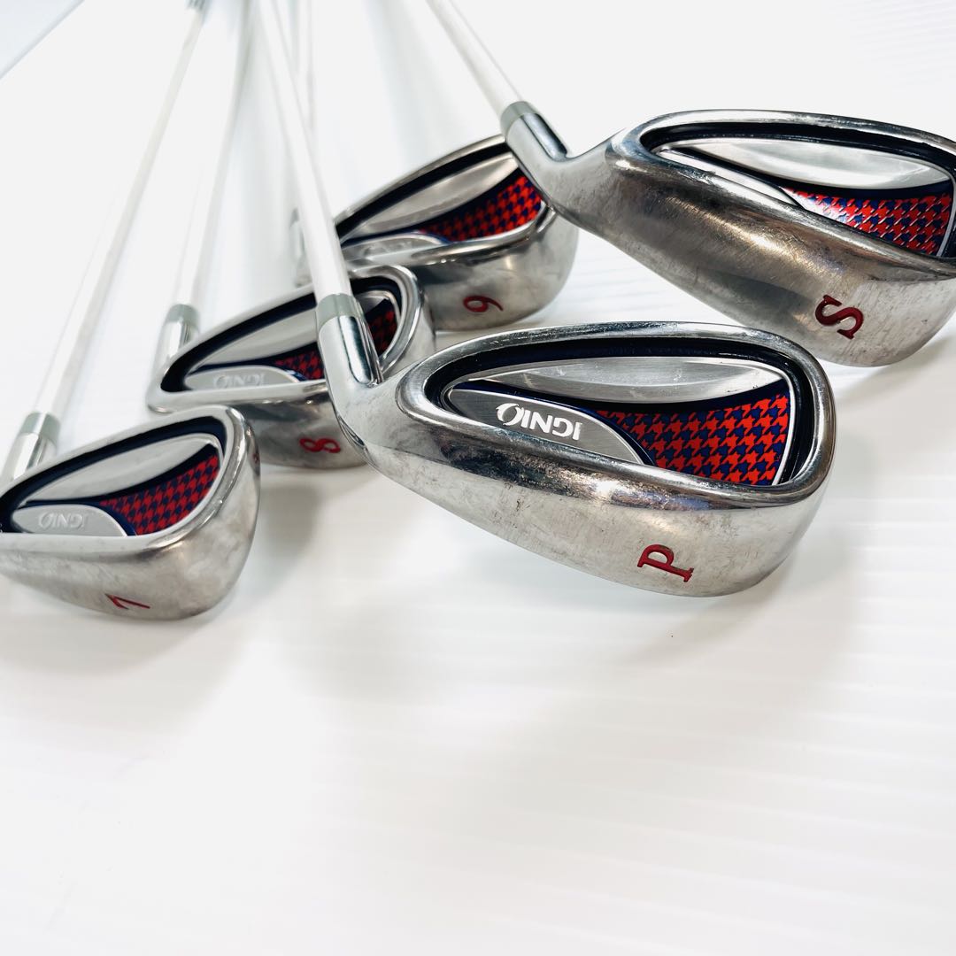 ignio レディース　ゴルフセット　キャディバッグ　千鳥柄　アイアンセット