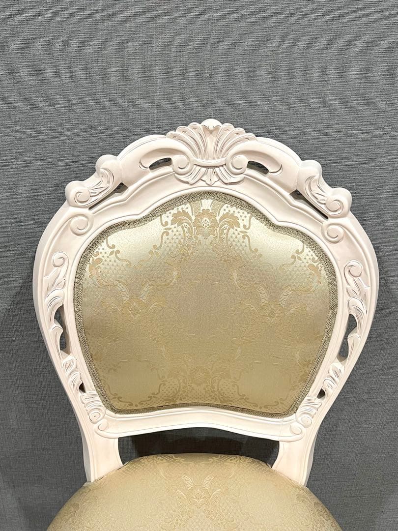 美品 ロココ調 猫脚 ダイニングチェア 姫系 アンティーク調 ホワイト 椅子