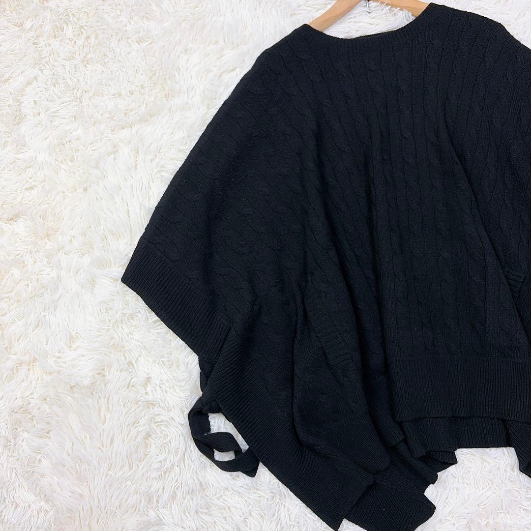 【美品】現行　ポロラルフローレン　ウールカシミヤケーブルニットポンチョ　ブラック