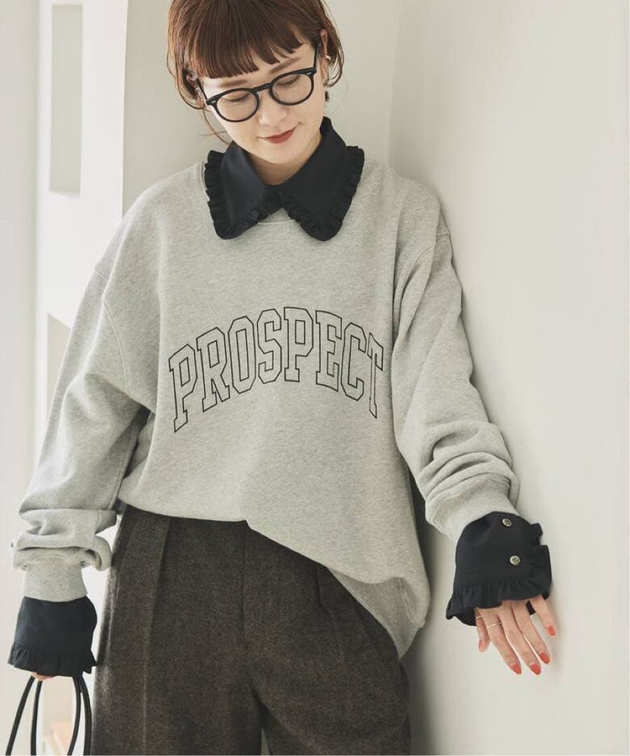 【Spick and Span】フリルカラーブラウス ブラック