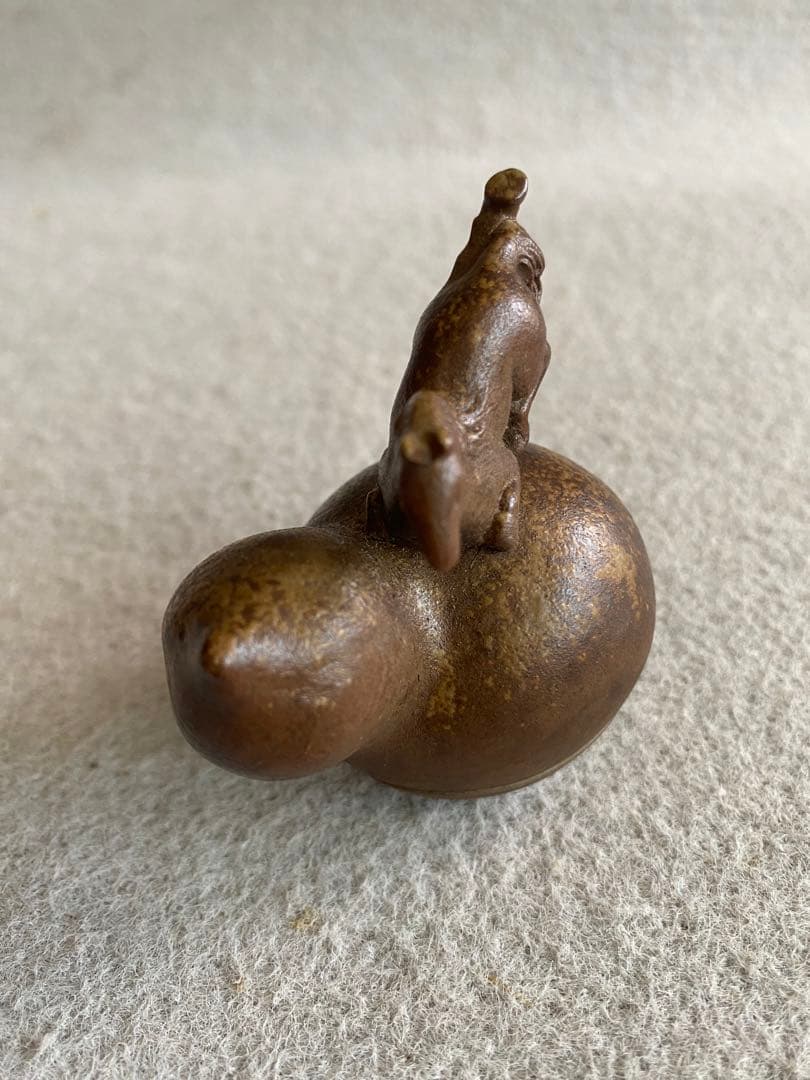 K.F！備前焼・木村陶峰／瓢箪から駒　瓢箪・馬の香合