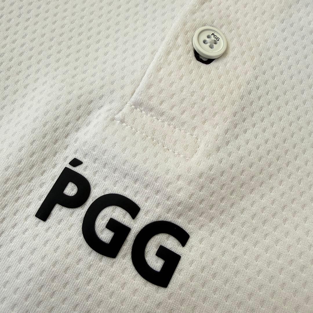 パーリーゲイツ　PGG ポロシャツ　白　M〜L相当　ホワイト　ドライ 美品　5