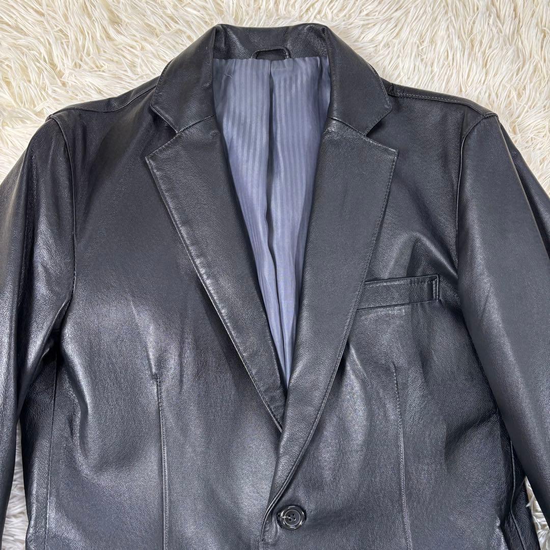 本革 テーラードジャケット デザインワークス Mサイズ ブラック ジャケット